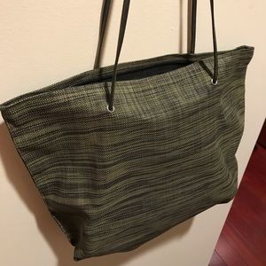 Chilewich Basketweave Tote Bag Leather Straps